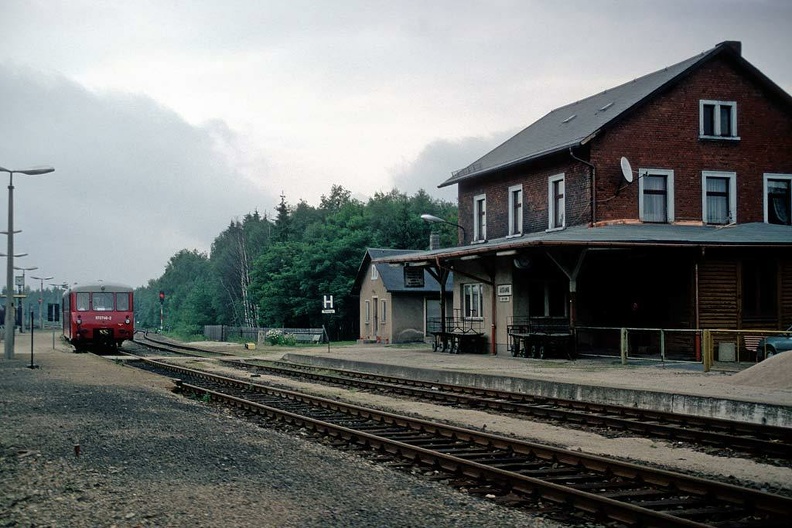 Auf dieser Aufnahme aus Muldenberg lassen sich die damaligen Ausmaße des Bahnhofs erkennen. Man betrachte auch die Karren für Gepäck und Expressgut auf dem Hausbahnsteig. p001199.jpg